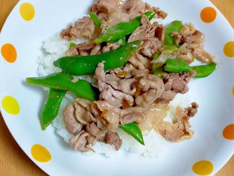 インゲン豆と豚肉の丼